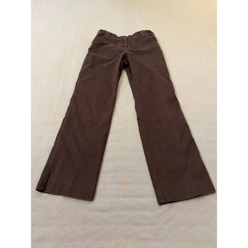 Dark Brown Low Rise Chinos J Crew Size 6 Adjustable Waistband Stretch Flared Leg